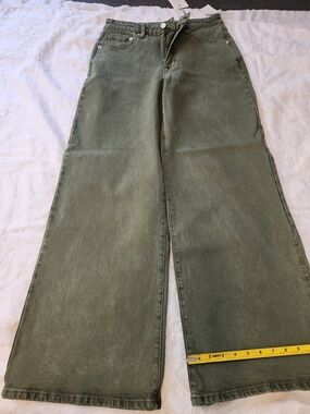 High-Rise Olive Super Wide-Leg Women's Jeans